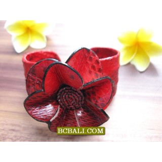 Genuine Leather Snake Bracelets Flower 